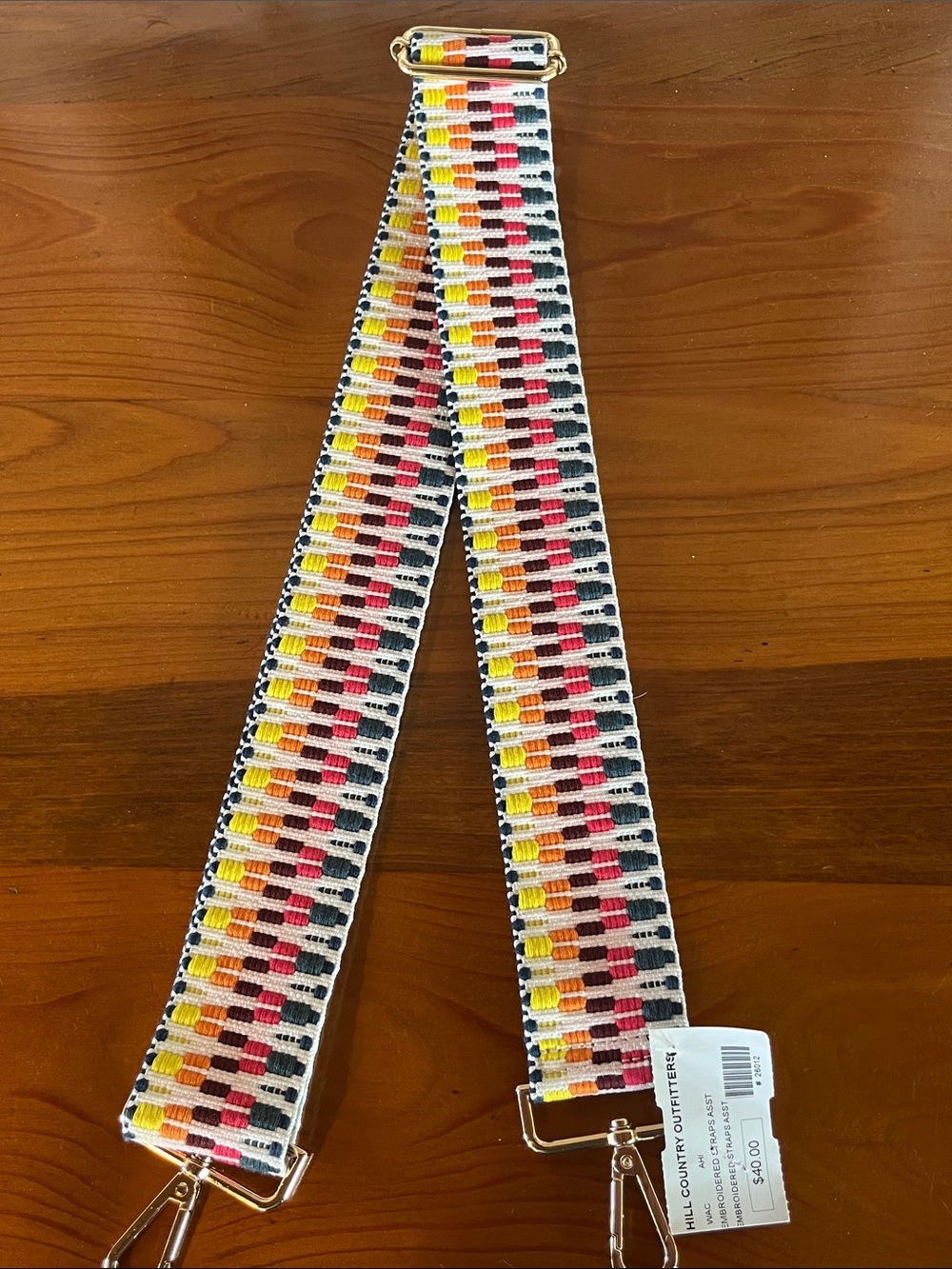Woven Multicolor Adjustable Strap with Gold Hardware